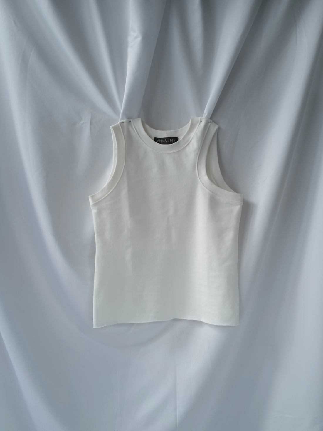 White Organic Cotton Asymmetrical armholes Tank Top SS25
