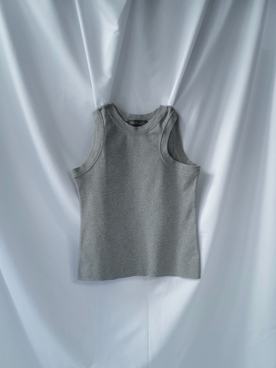 Grey Organic Cotton  Asymmetrical armhole Tank Top SS25