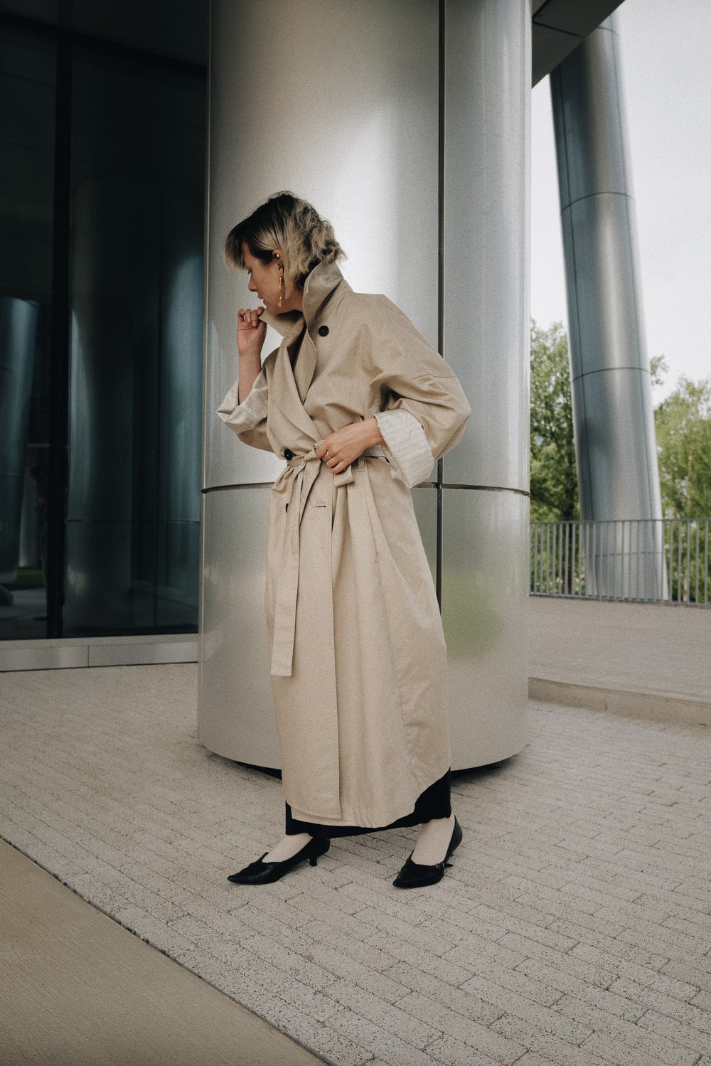 Double -Breasted Belted Trench Coat AGATA