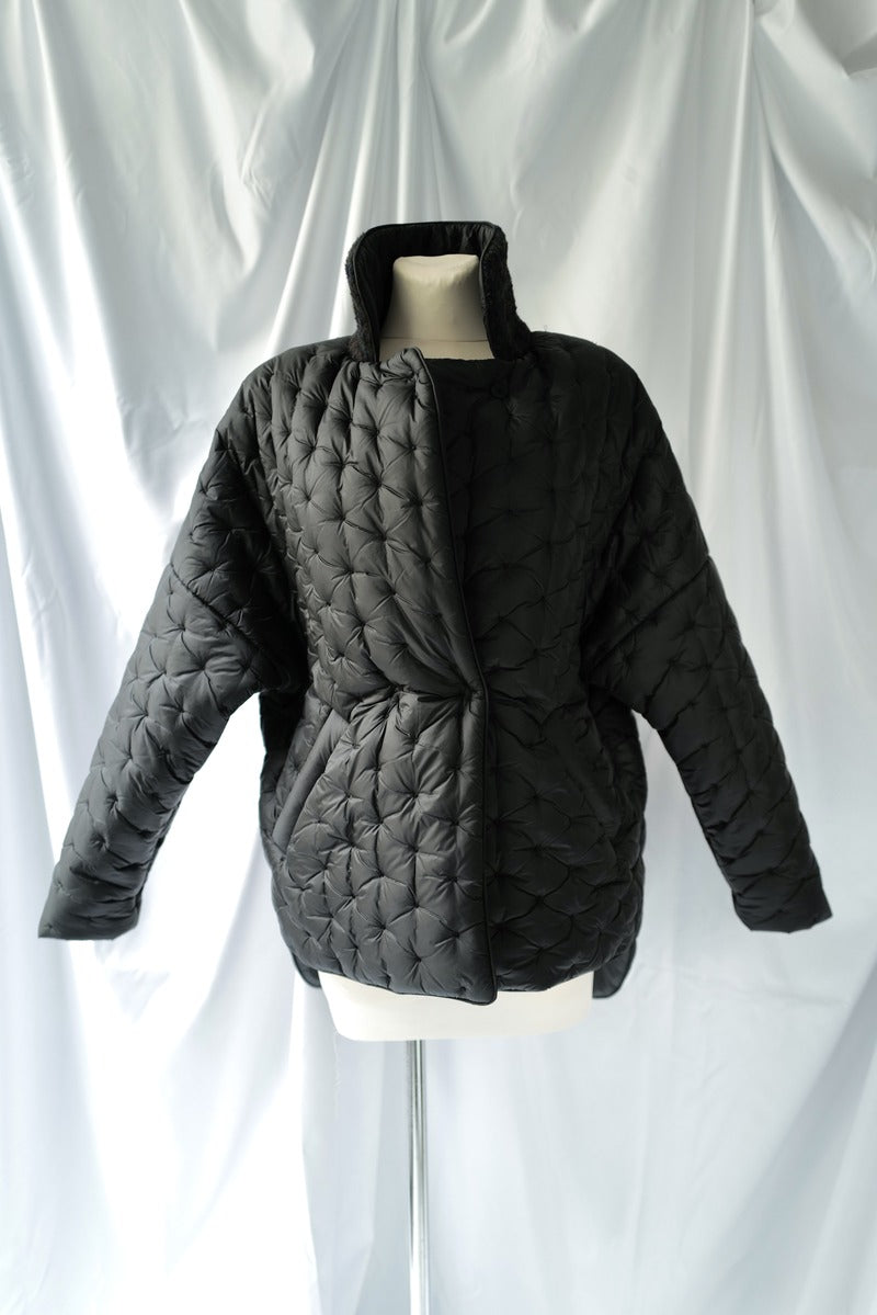 Quilted Jacket with a tweed collar