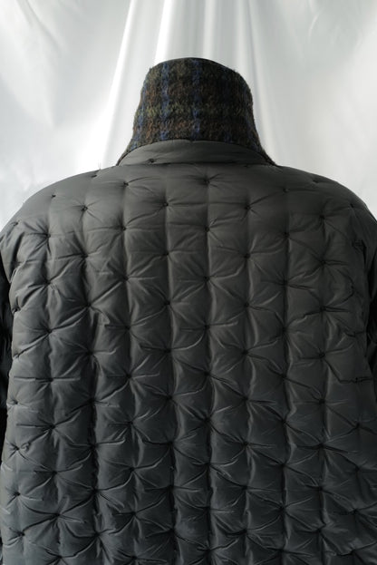Quilted Jacket with a tweed collar