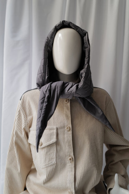 Quilted Hood in Smoky Lavender colour