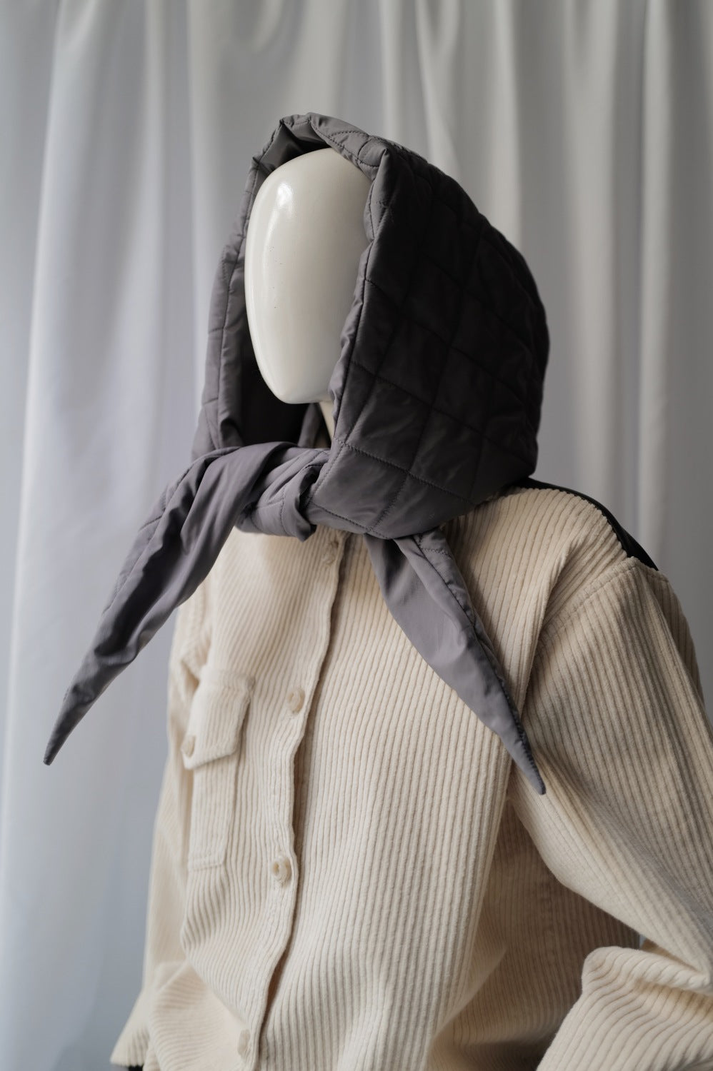 Quilted Hood in Smoky Lavender colour