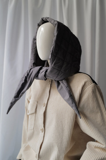 Quilted Hood in Smoky Lavender colour