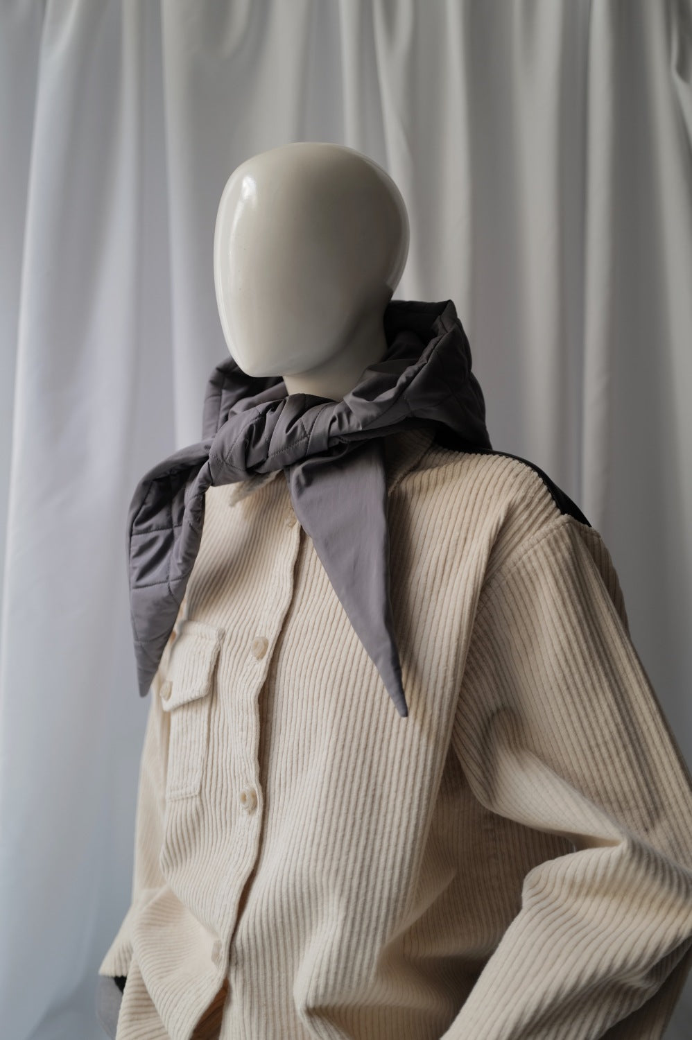 Quilted Hood in Smoky Lavender colour