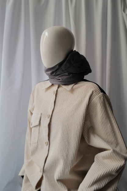 Quilted Hood in Smoky Lavender colour