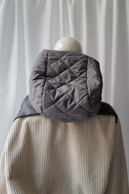 Quilted Hood in Smoky Lavender colour