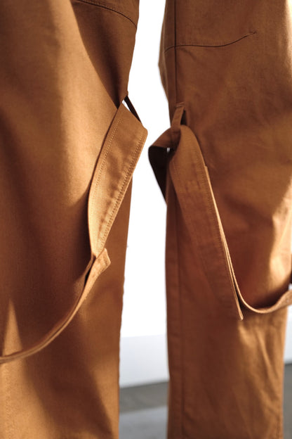 Cotton Gabardine CARGO Trousers with Tie details at the Hem