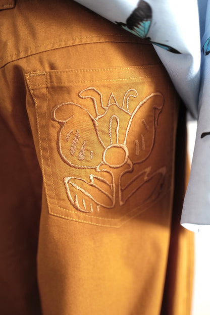 Cotton Gabardine CARGO Trousers with Tie details at the Hem