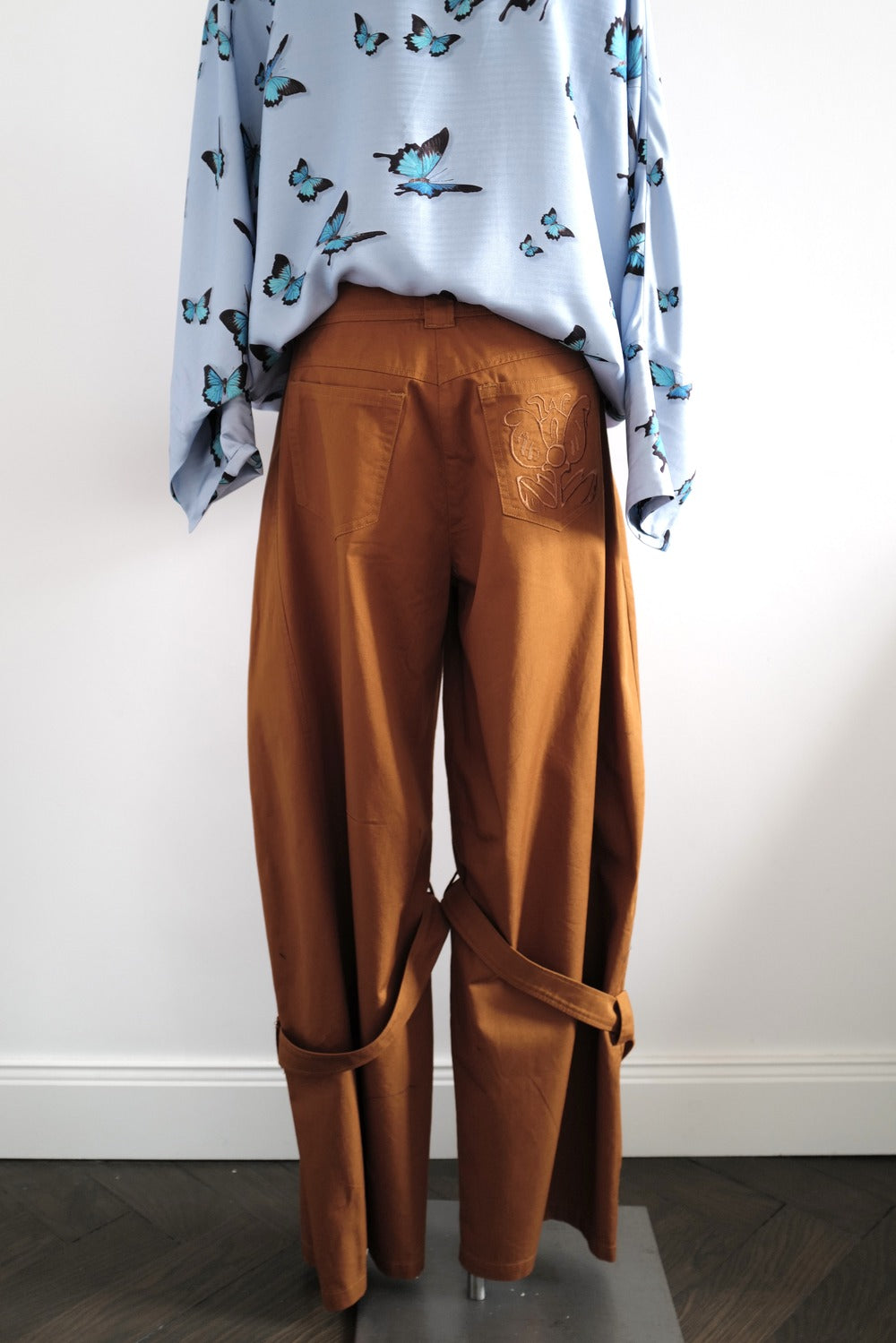 Cotton Gabardine CARGO Trousers with Tie details at the Hem