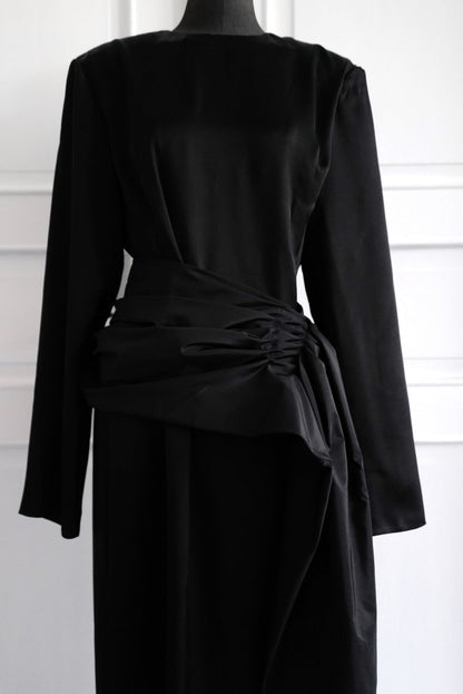 Silk Taffeta Peplum with Draping and Train