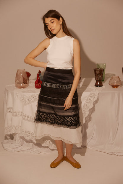 Linen A silhouette Two Layers skirt JACKLIN SS26