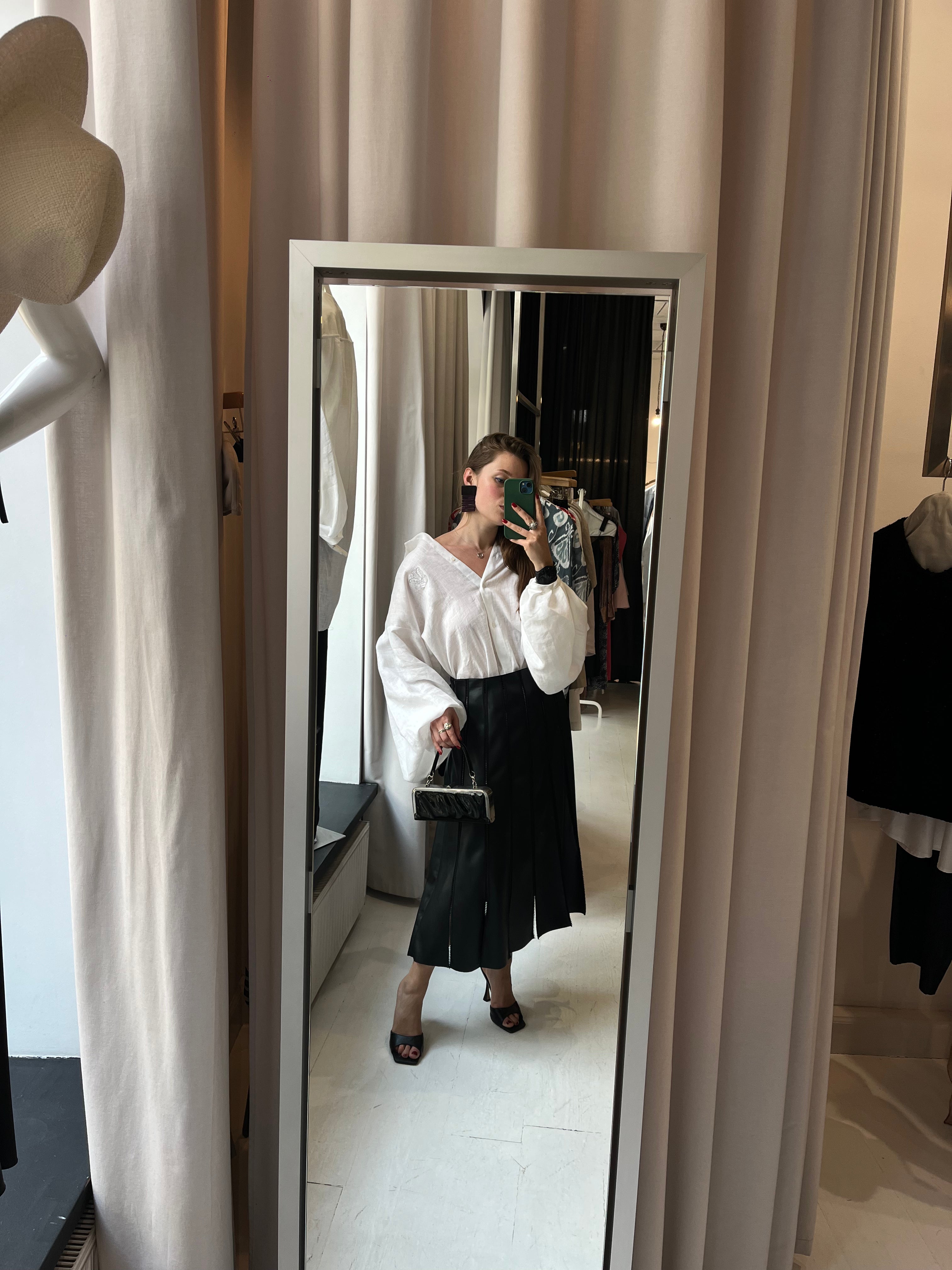 Eco Leather Patchwork Skirt  PRE FALL 25