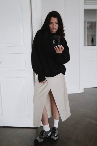 Cotton-Linen Gabardine Wrap Skirt MILA