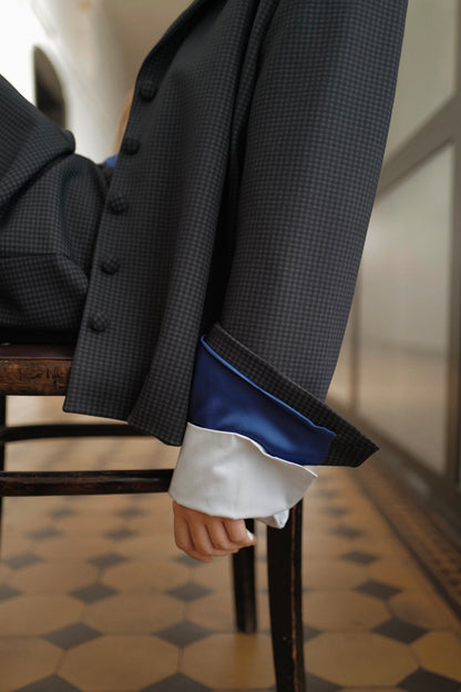Jersey Jacket VICHY With Blue Silk Cuffs FW26/27