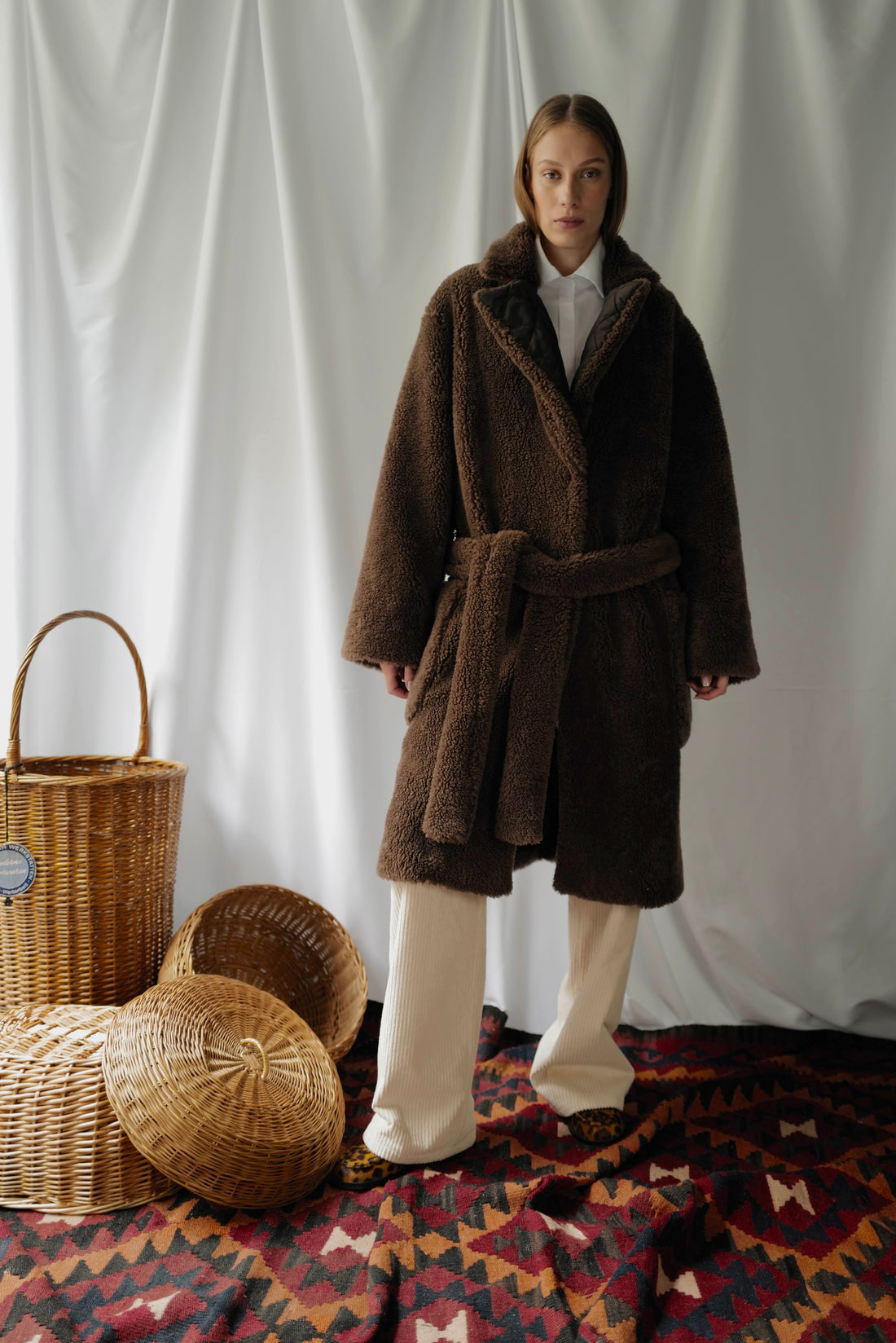 Wool/Silk Teddy Robe Style Coat AW25