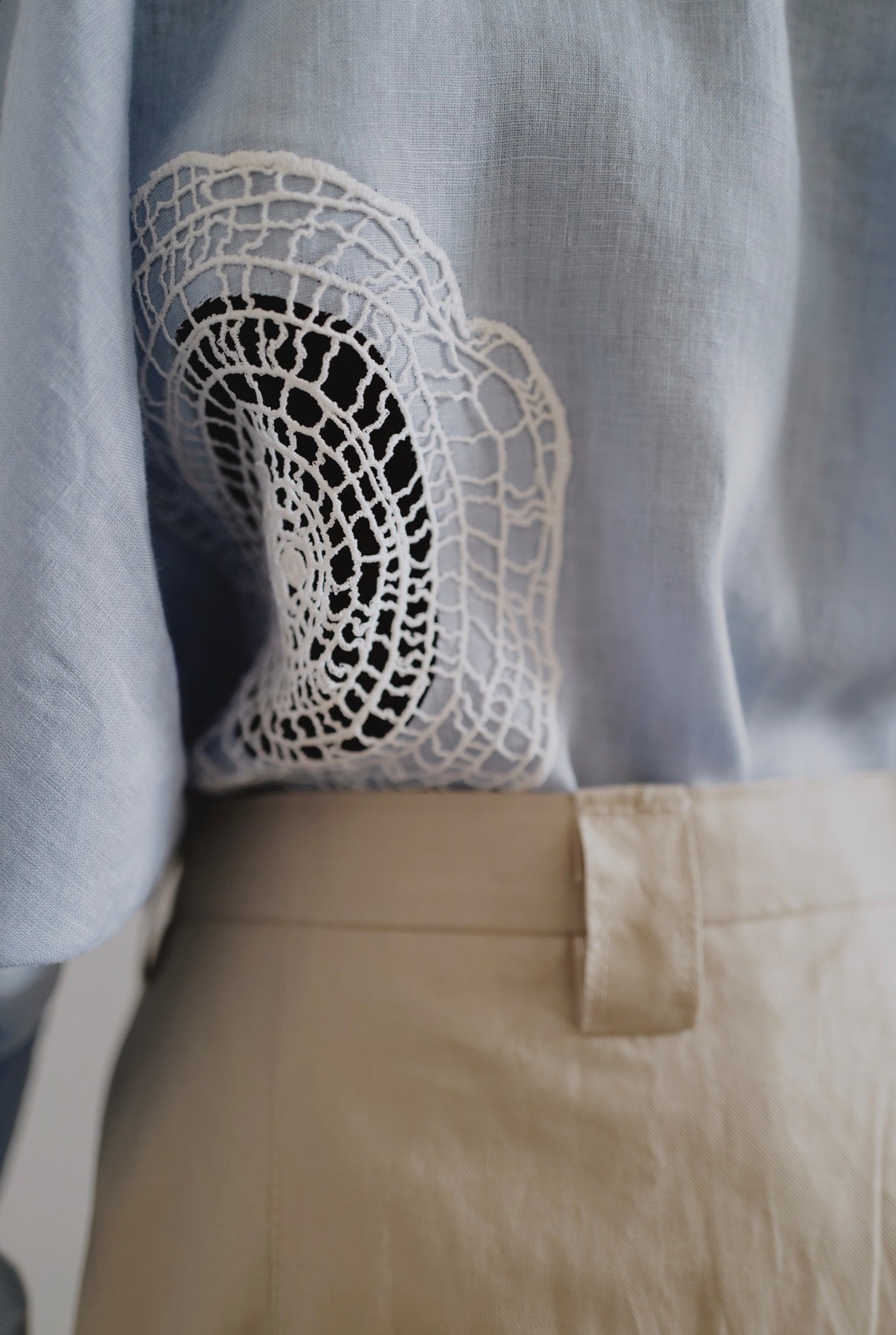 Handcrafted Embroidered Linen Kimono Shirt