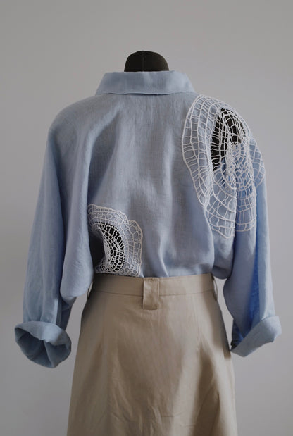 Handcrafted Embroidered Linen Kimono Shirt