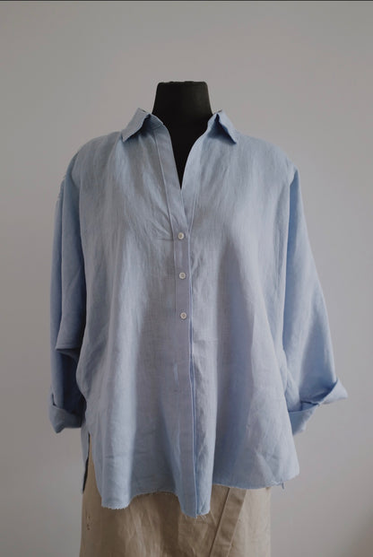 Handcrafted Embroidered Linen Kimono Shirt