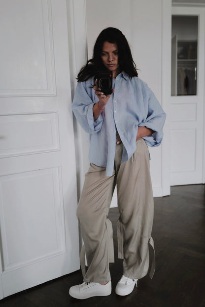 Handcrafted Embroidered Linen Kimono Shirt