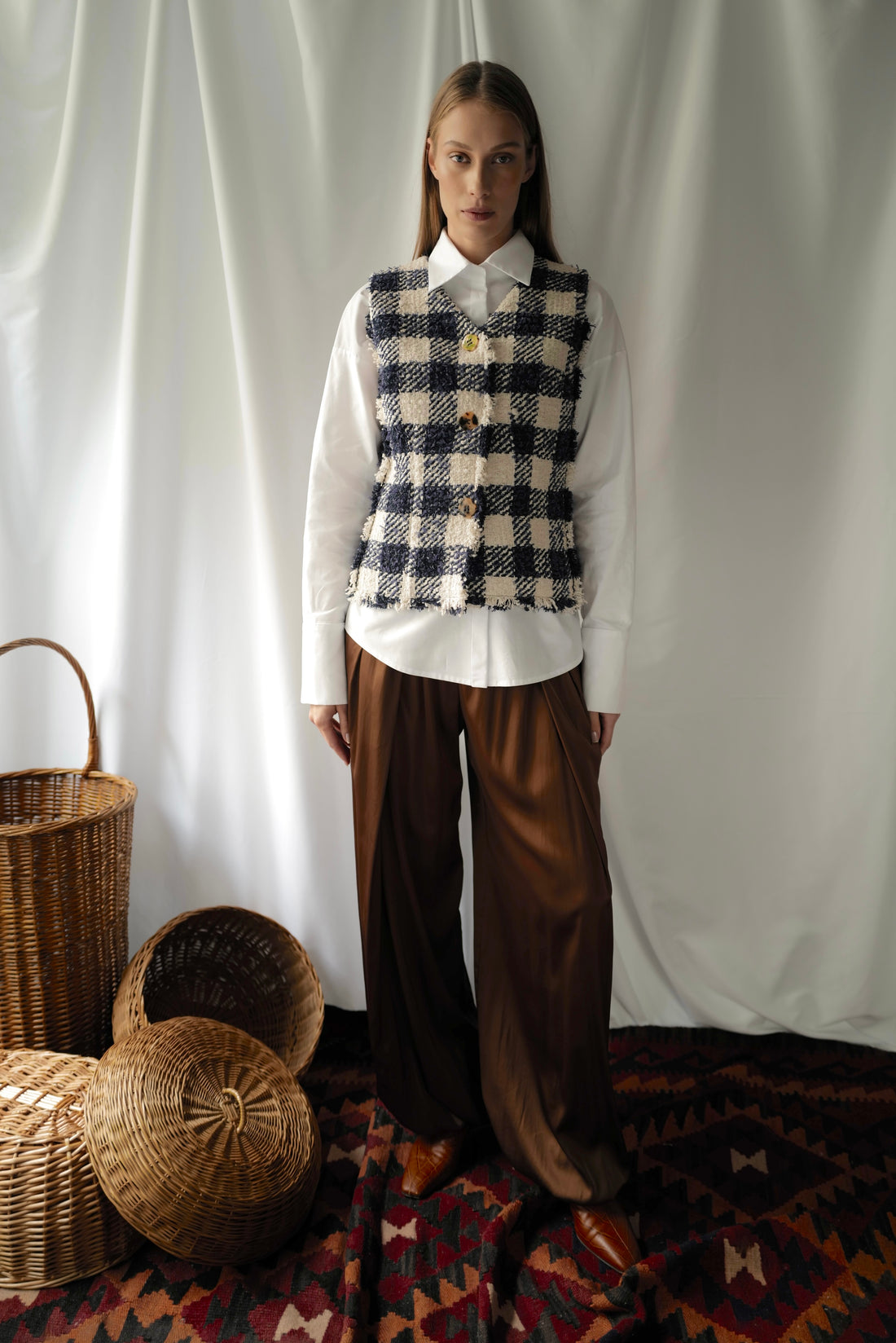 Gingham Tweed Vest AW25