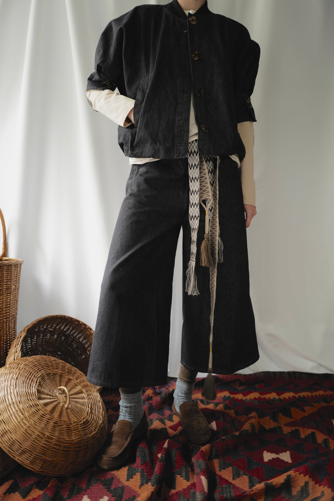 Raw Denim Wide-Leg Culotte Jeans AW25