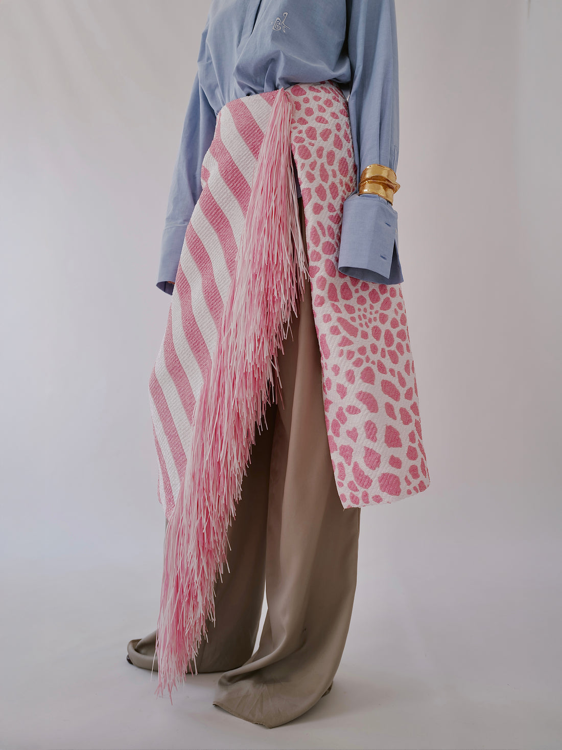 Raffia Silk Wrap Skirt  Roze SS25