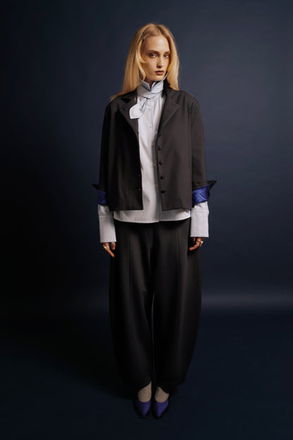 Jersey Jacket VICHY With Blue Silk Cuffs FW26/27