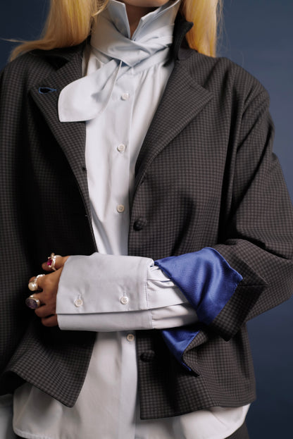 Jersey Jacket VICHY With Blue Silk Cuffs FW26/27