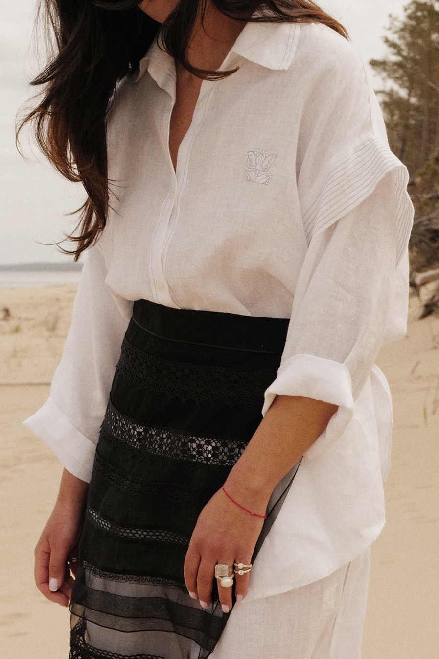 Soft Washed Linen Oversized Shirt WING WHITE
