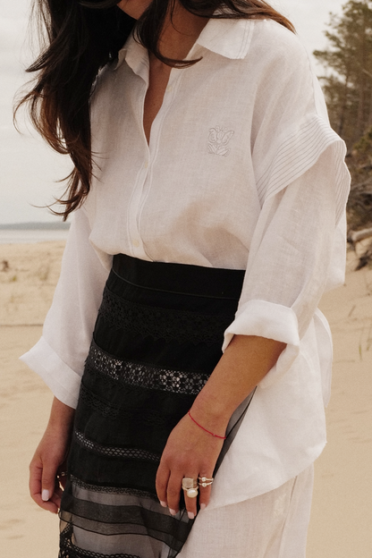 Soft Washed Linen Oversized Shirt WING WHITE