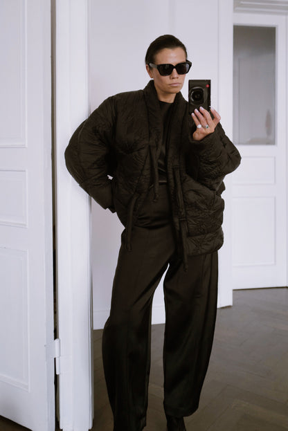 Quilted  Kimono Jacket KYOTO With Large Pockets and Tie Closure  Pre Fall 26