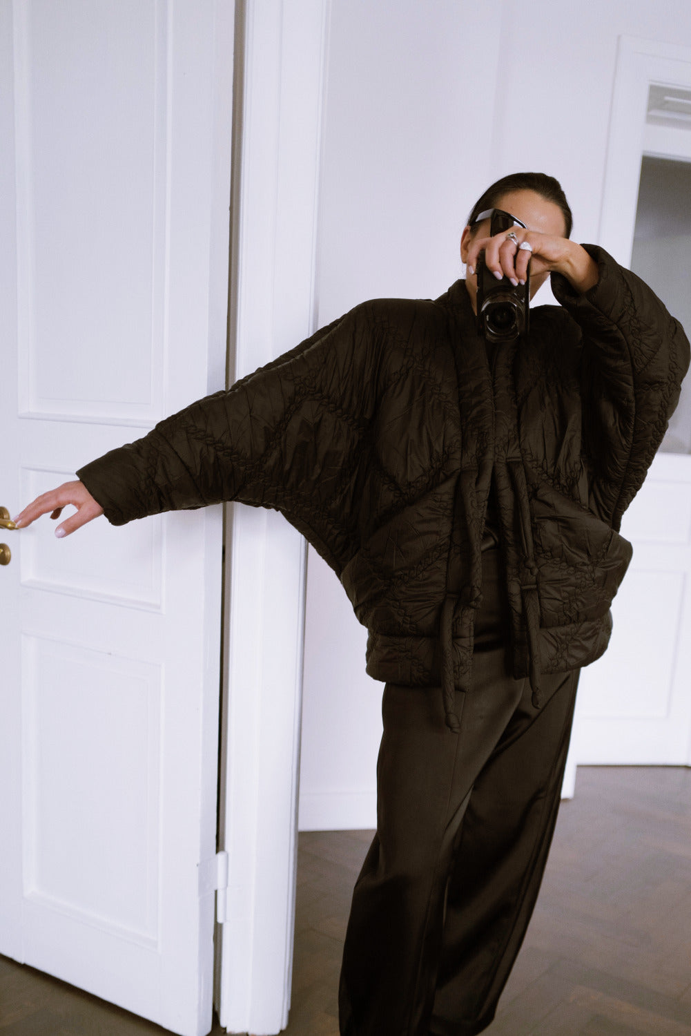 Quilted  Kimono Jacket KYOTO With Large Pockets and Tie Closure  Pre Fall 26