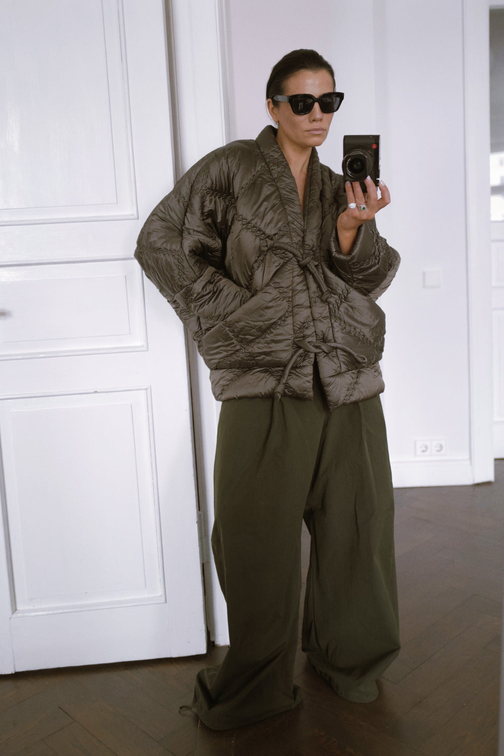 Quilted Kimono KYOTO OLIVE  With Large Pockets Pre Fall 26