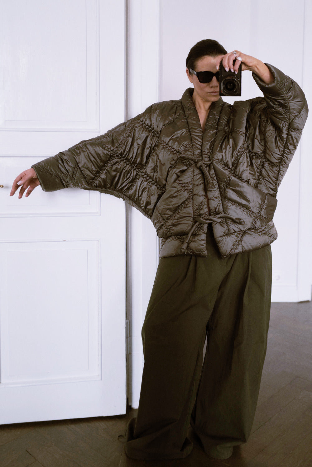 Quilted Kimono KYOTO OLIVE  With Large Pockets Pre Fall 26