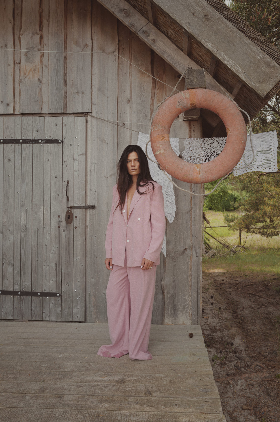 Heavy Cupra Wide-Leg Trousers BLUSH