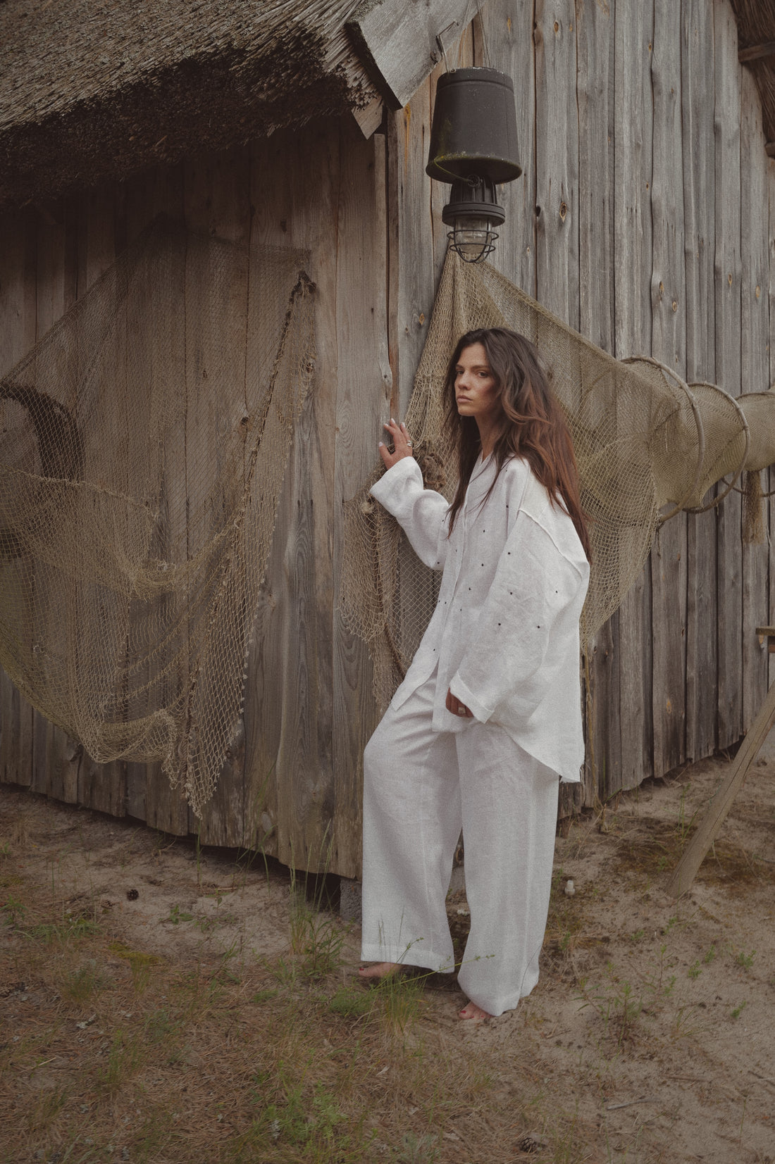 Soft Light Linen Shirt THE DOTS WHITE