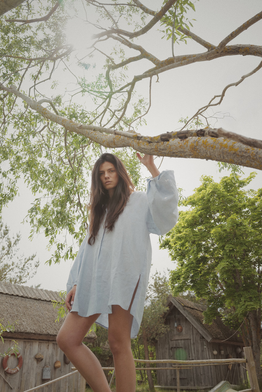 Linen Shirt-Tunic IRIS BLUE