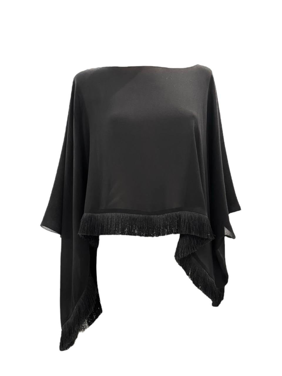 Silk Crepe Blouse -Tunic with  Fringe NICA