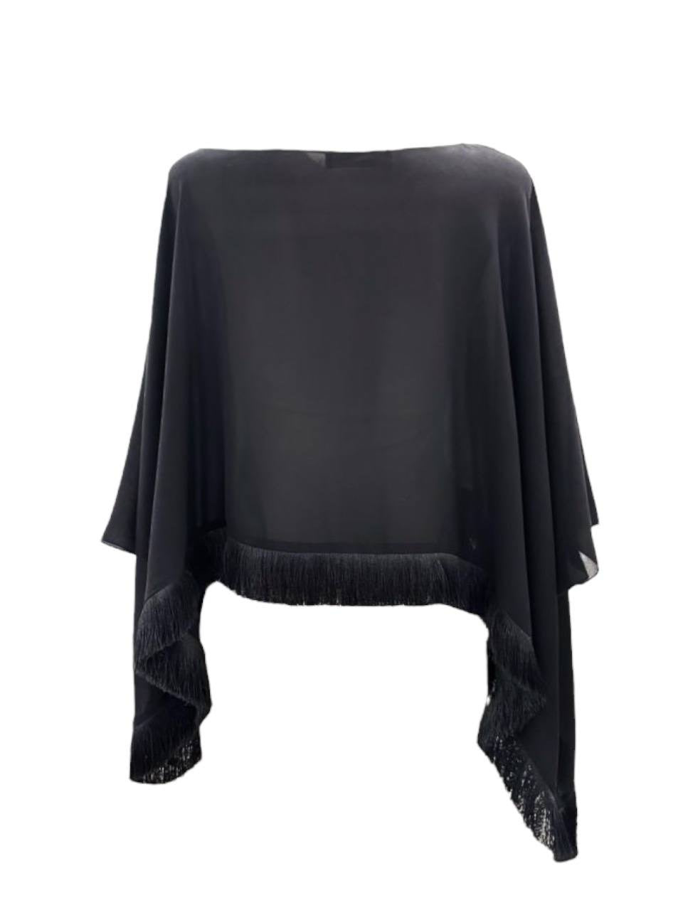 Silk Crepe Blouse -Tunic with  Fringe NICA