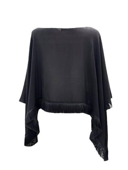 Silk Crepe Blouse -Tunic with  Fringe NICA (Last item)