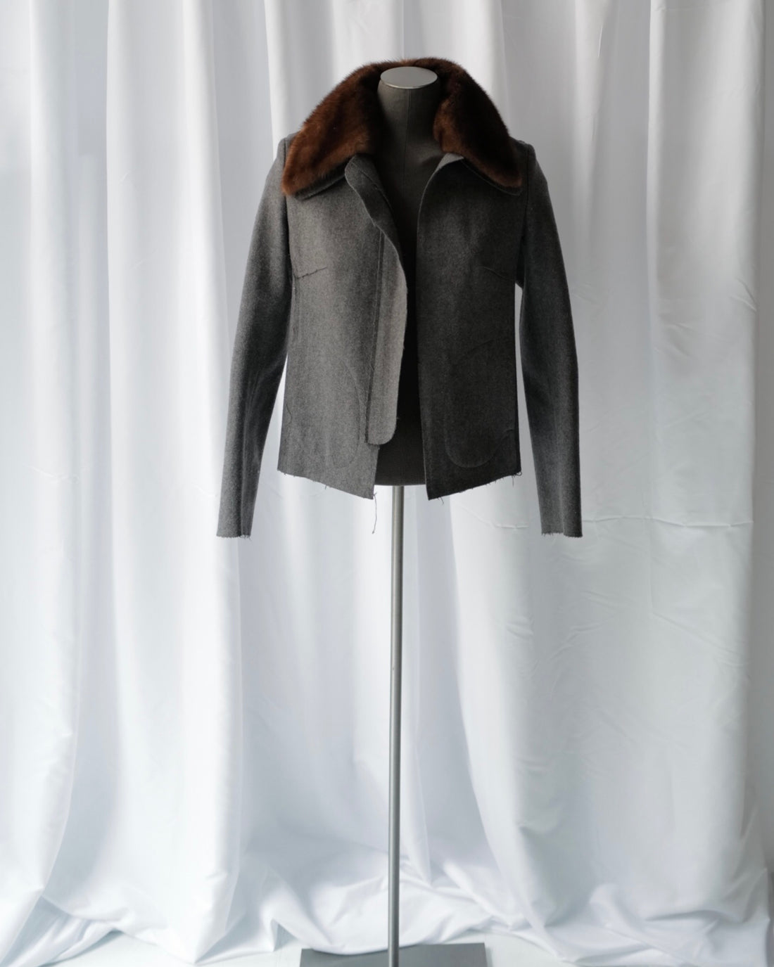 Felt Wool short jacket with Mink collar FW16