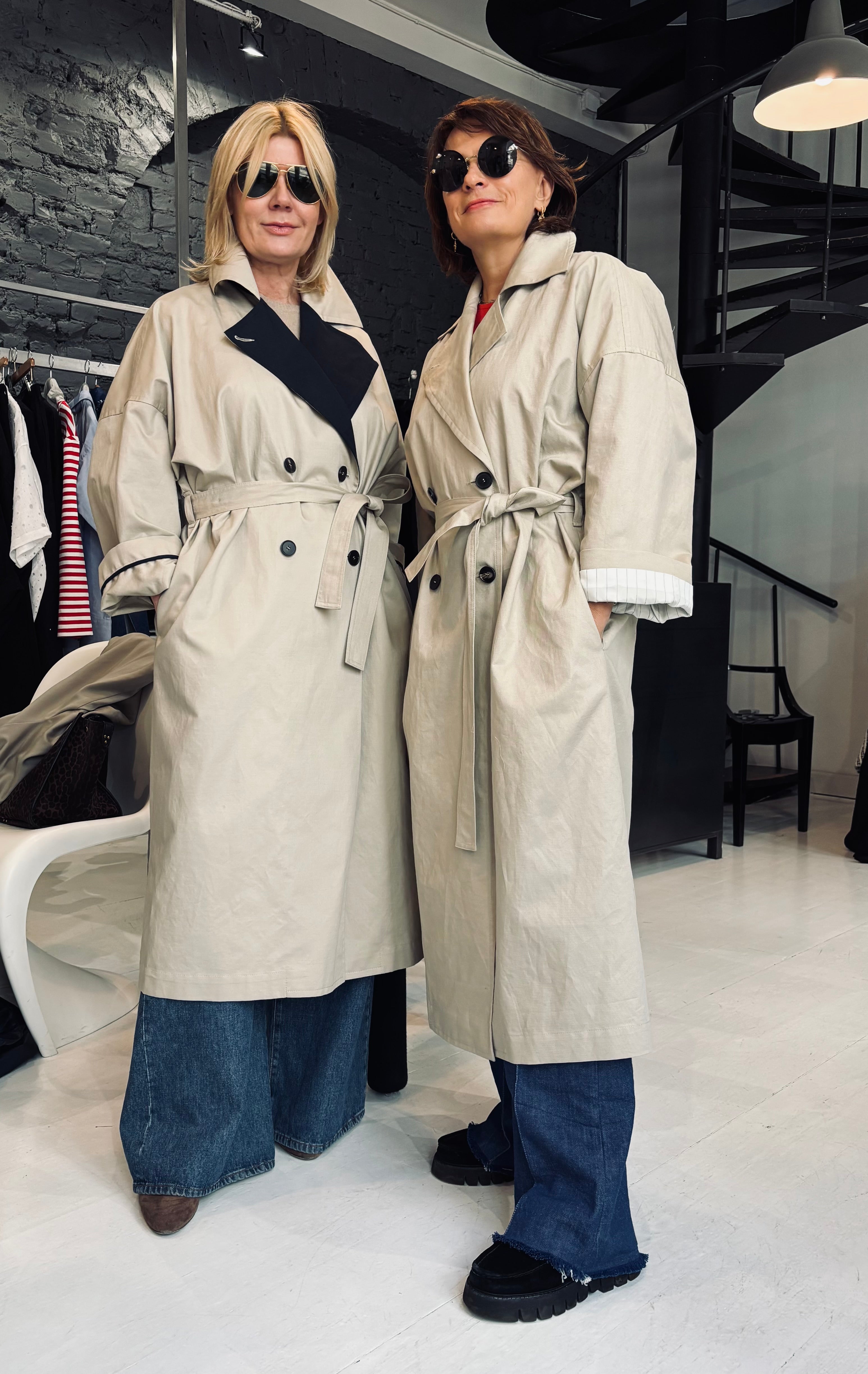 Oversized Double-Breasted Trench Coat AGATA with contrast collar