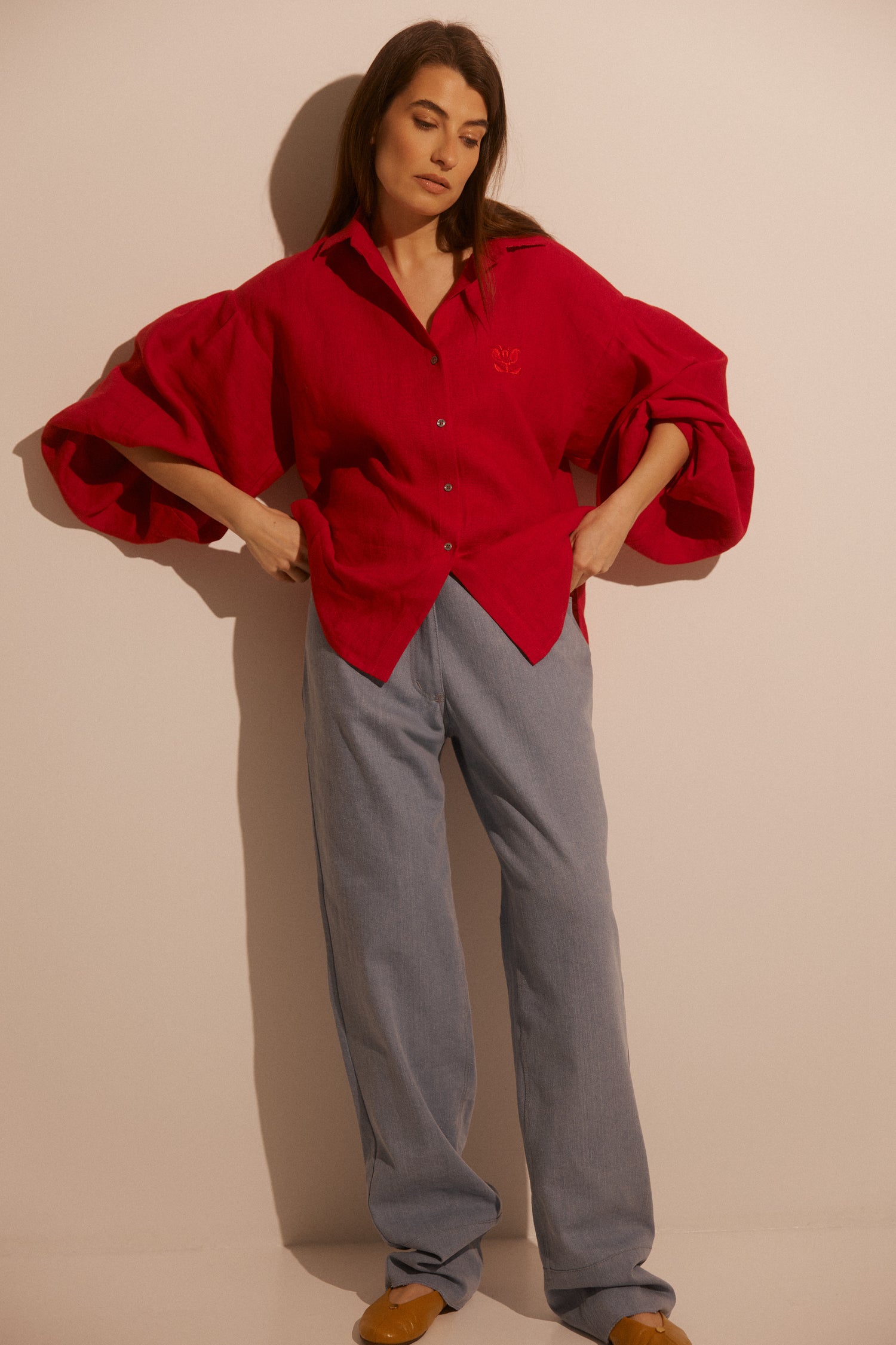 Linen Shirt MONACO in Red SS26