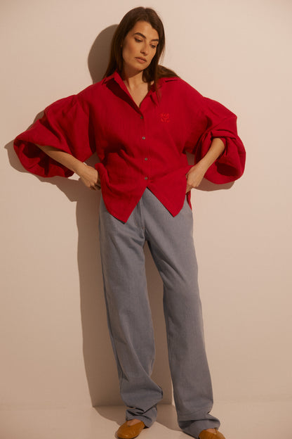 Linen Shirt MONACO in Red SS26