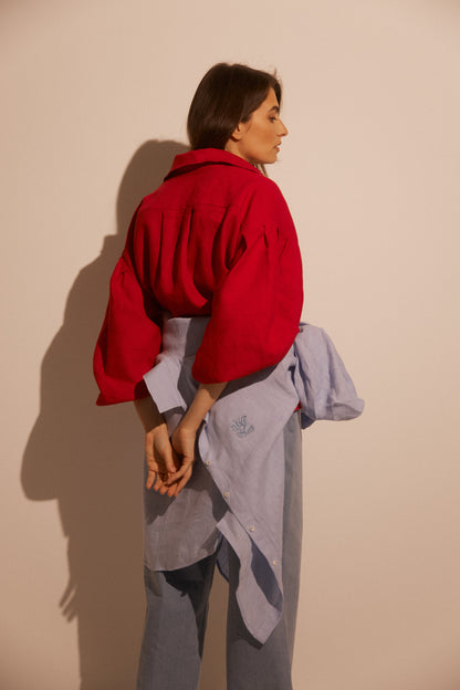 Linen Shirt MONACO in Red SS26