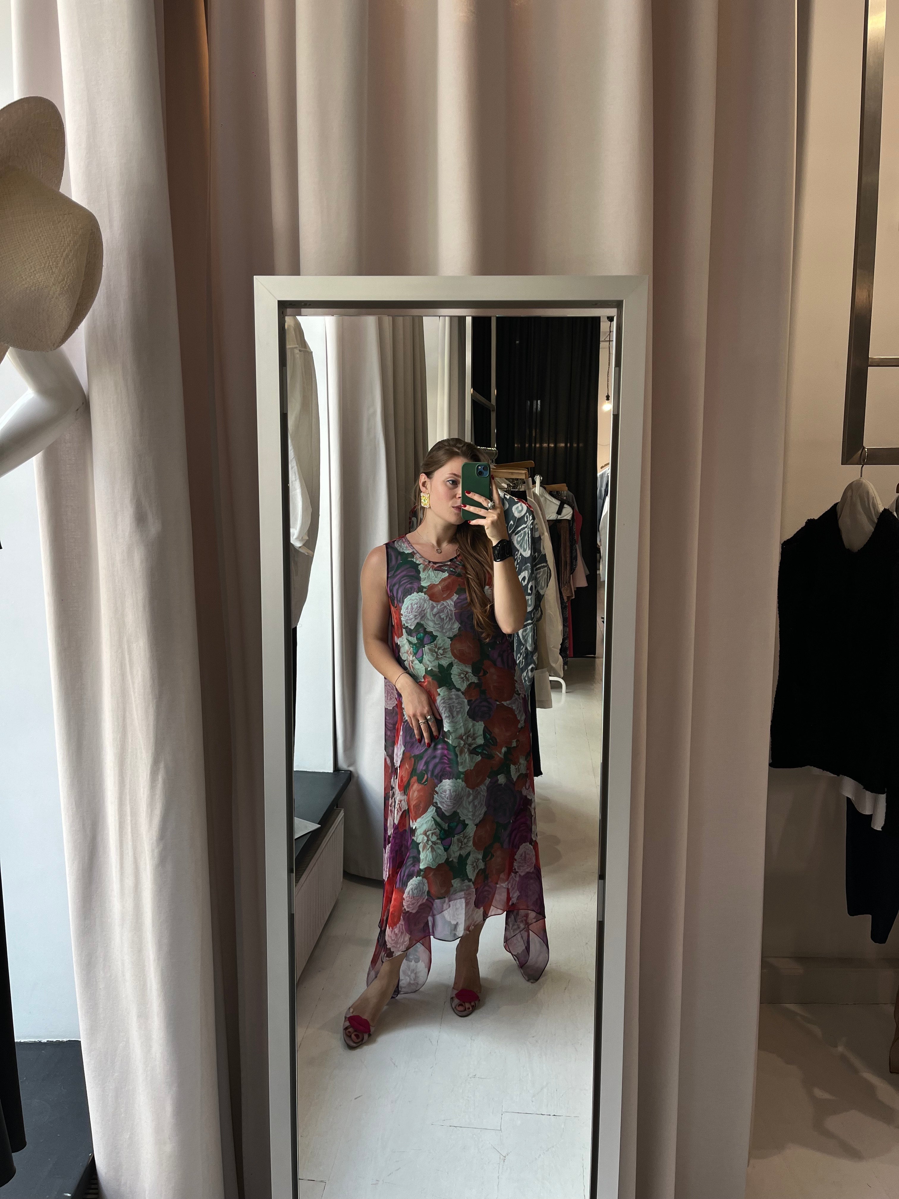 Silk Chiffon Floral Tunic Dress