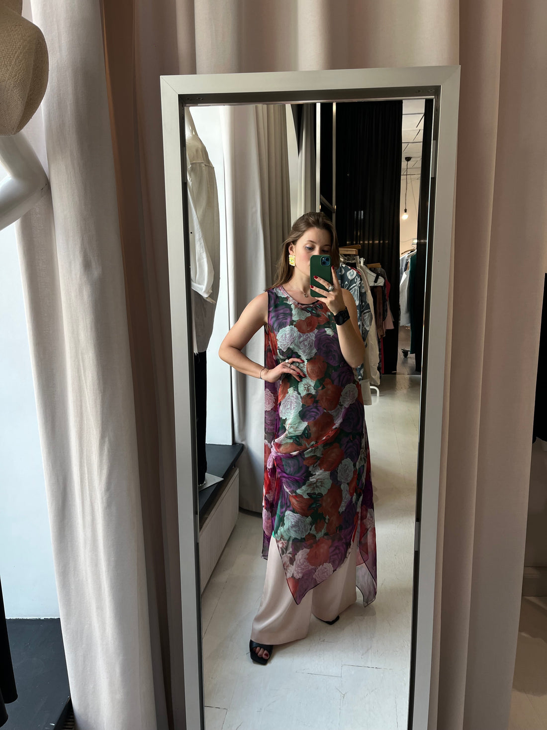 Silk Chiffon Floral Tunic Dress