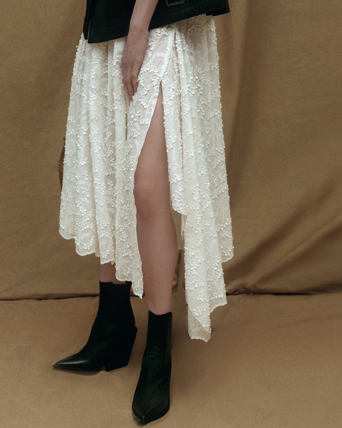 Cotton Skirt  with 3D-Embroidery  MIMOSA (Pre-Order)