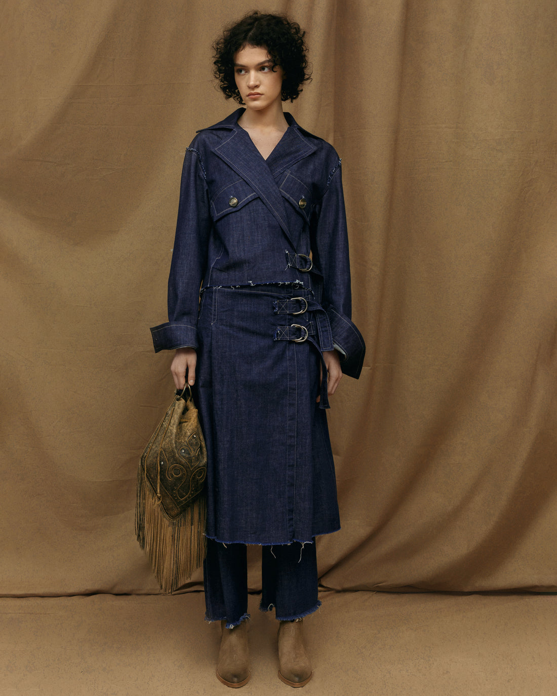 Denim Kilt Style MIDI SKIRT (Pre-order)